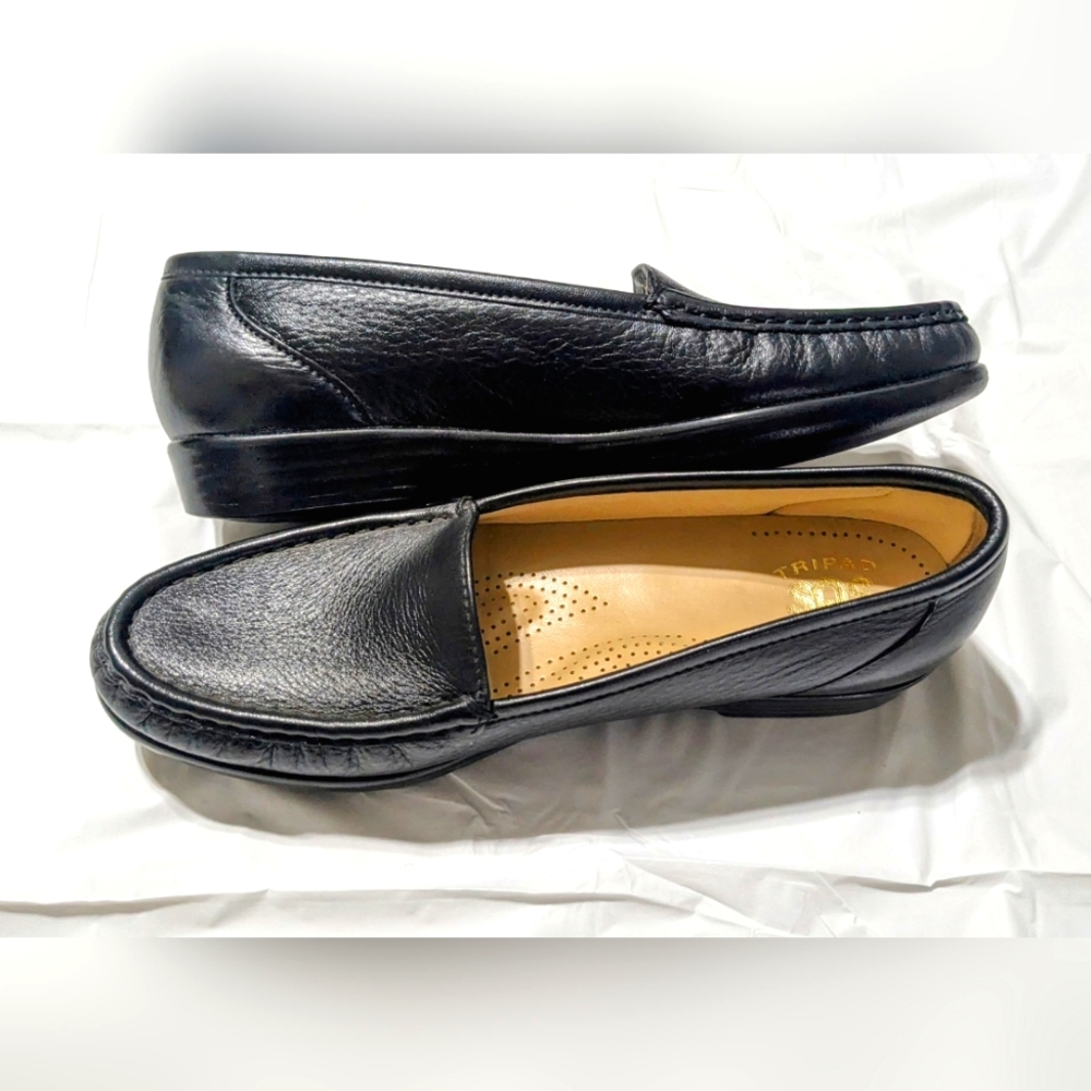 Sas Simplify Moccasin Loafer Flat Black Leather Comfort Shoe Size 7